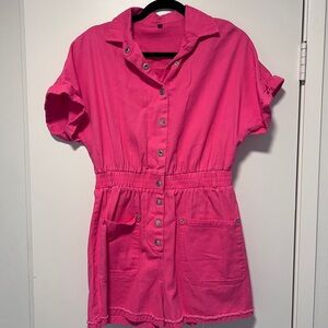Pink Button-Up Romper